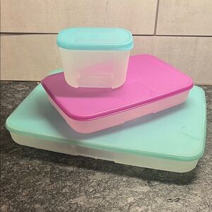 Set of 3 Tupperware Freezer Mates Colorful Food Storage Container Set